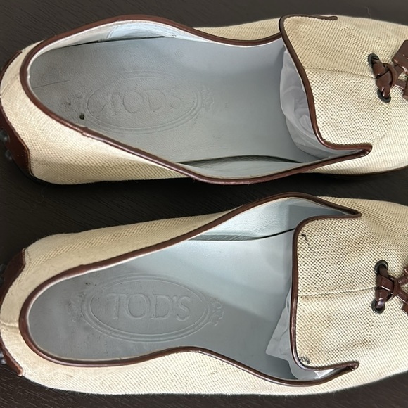 Tods Leather Gommino Cream Brown Loafer Driving Shoe Womens Sz 37.5 - Picture 7 of 10